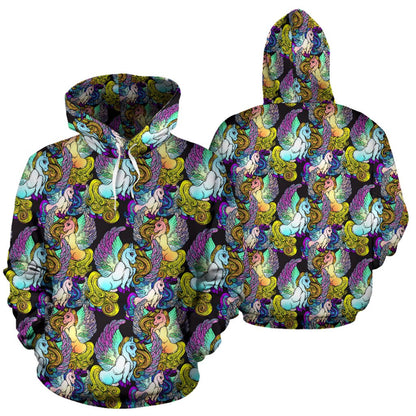 Unicorn With Wings Print Pattern Pullover Hoodie