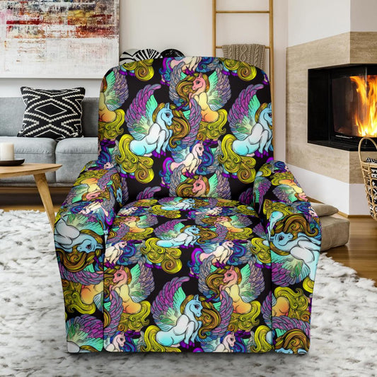 Unicorn With Wings Print Pattern Single Sofa Slipcover -JTAMIGO.COM