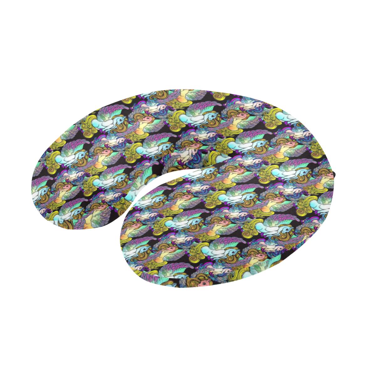 Unicorn With Wings Print Pattern U-Shaped Travel Neck Pillow-JTAMIGO.COM