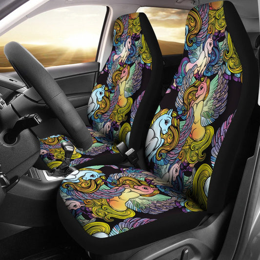 Unicorn With Wings Print Pattern Universal Fit Car Seat Covers