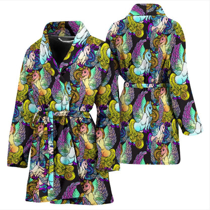 Unicorn With Wings Print Pattern Women Bath Robe-JTAMIGO.COM