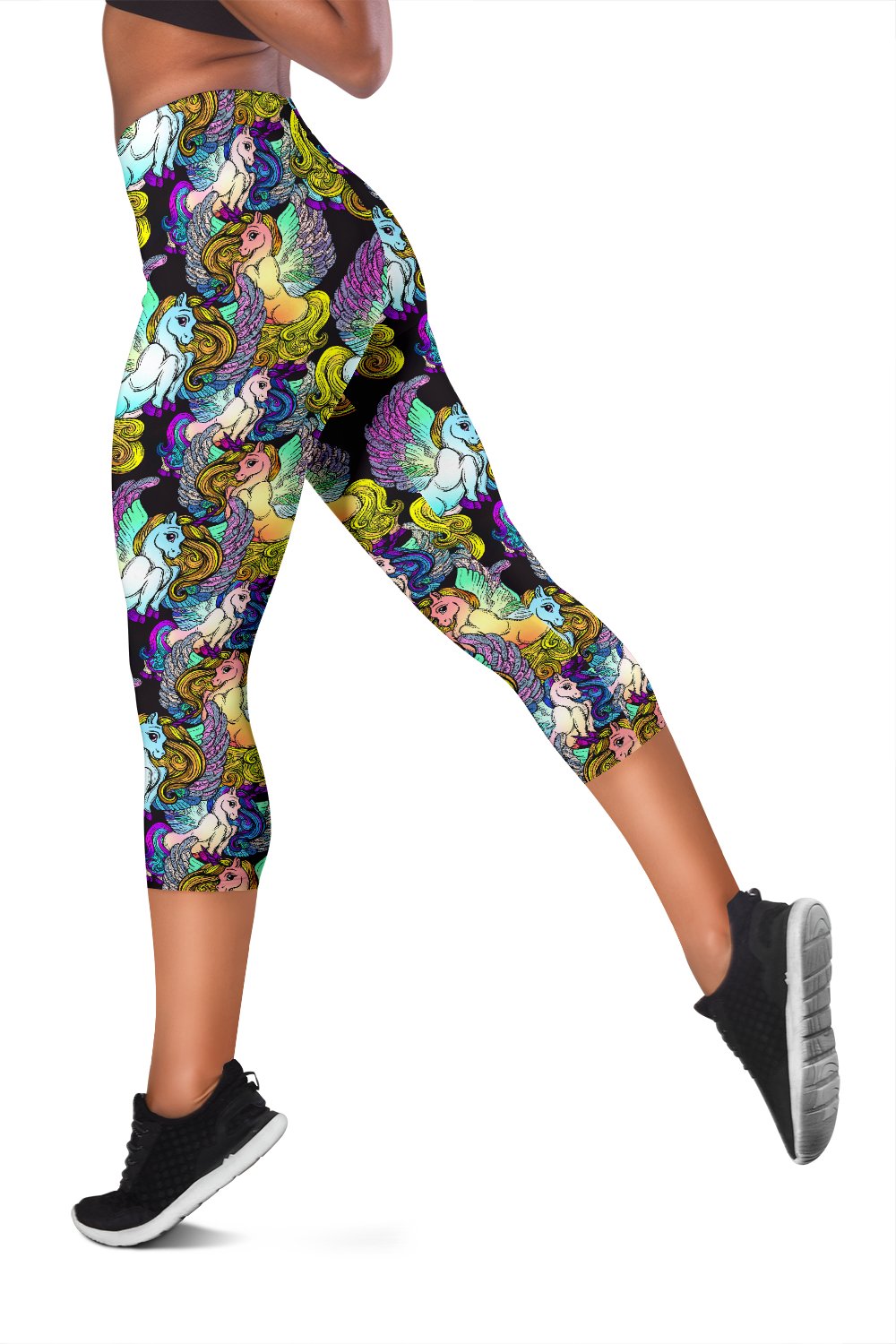 Unicorn With Wings Print Pattern Women Capris
