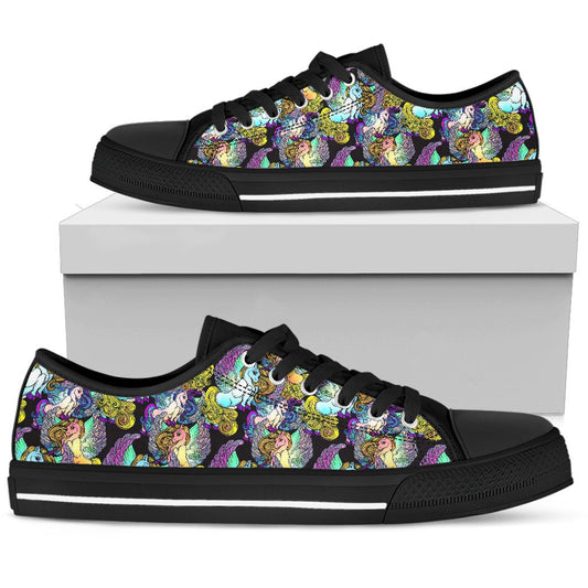 Unicorn With Wings Print Pattern Women Low Top Shoes-JTAMIGO.COM
