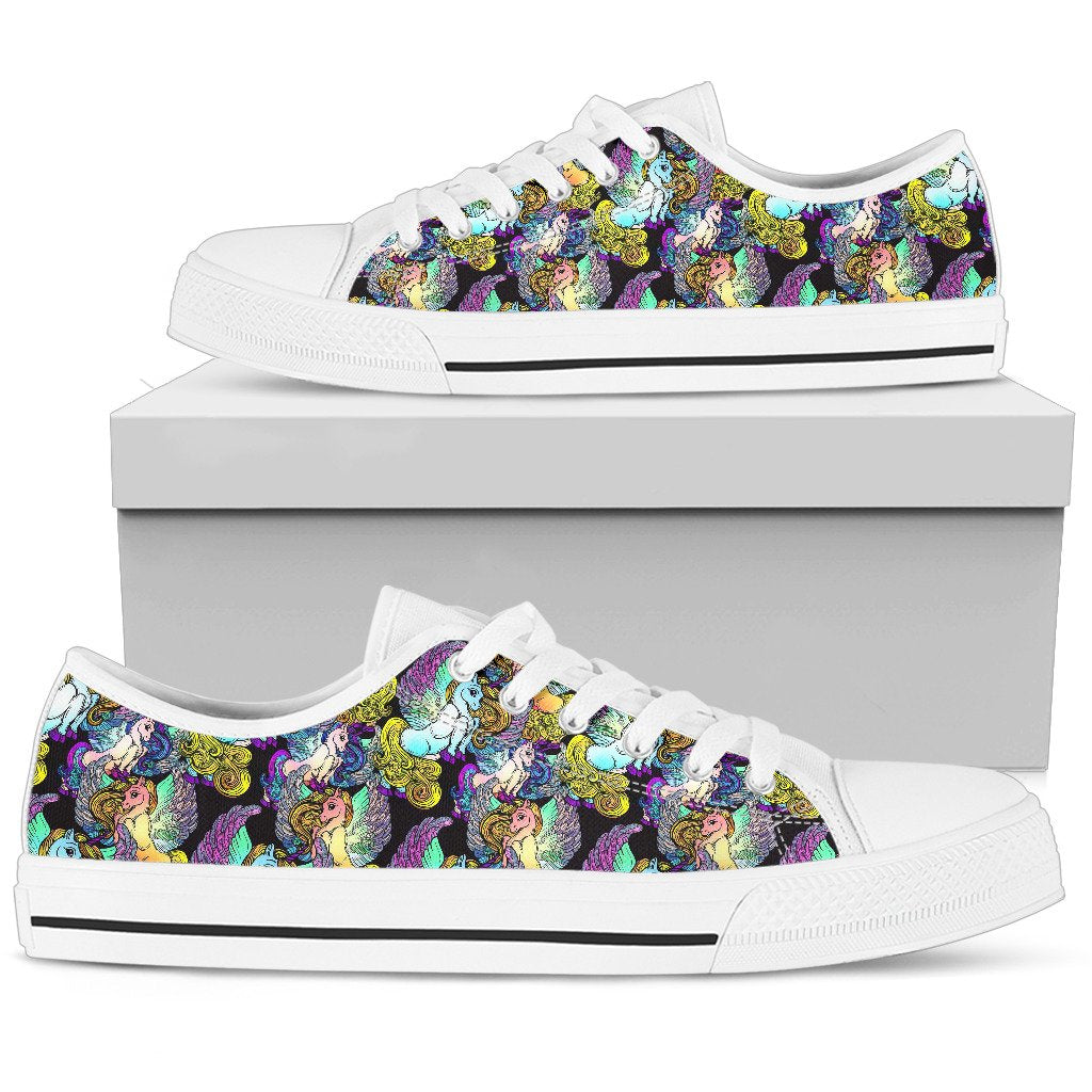 Unicorn With Wings Print Pattern Women Low Top Shoes-JTAMIGO.COM