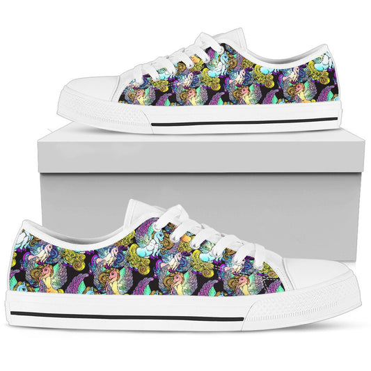 Unicorn With Wings Print Pattern Women Low Top Shoes-JTAMIGO.COM
