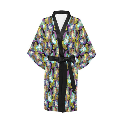 Unicorn With Wings Print Pattern Women Short Kimono Robe