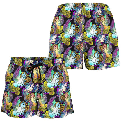 Unicorn With Wings Print Pattern Women Shorts-JTAMIGO.COM