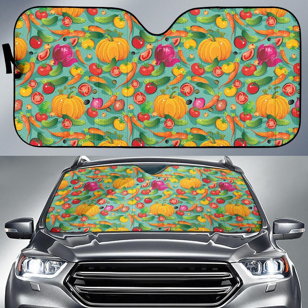 Vegan Colorful Themed Design Print Car Sun Shade For Windshield