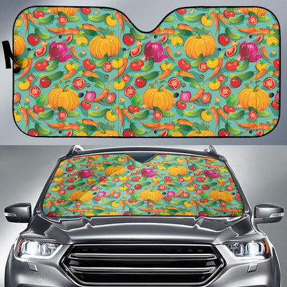 Vegan Colorful Themed Design Print Car Sun Shade For Windshield