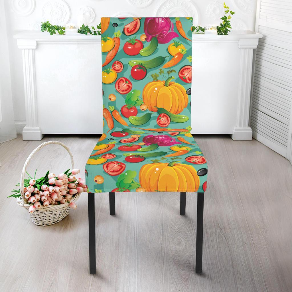 Vegan Colorful Themed Design Print Dining Chair Slipcover-JTAMIGO.COM