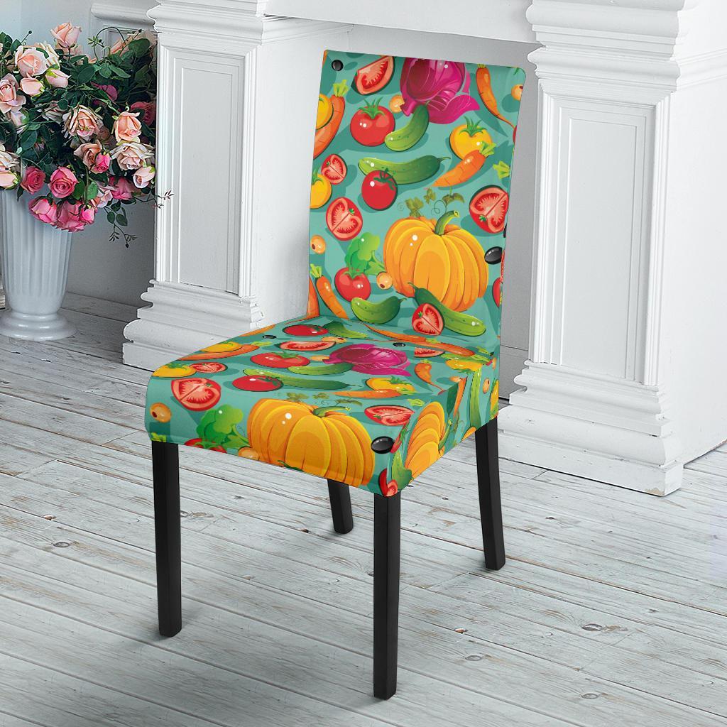 Vegan Colorful Themed Design Print Dining Chair Slipcover-JTAMIGO.COM