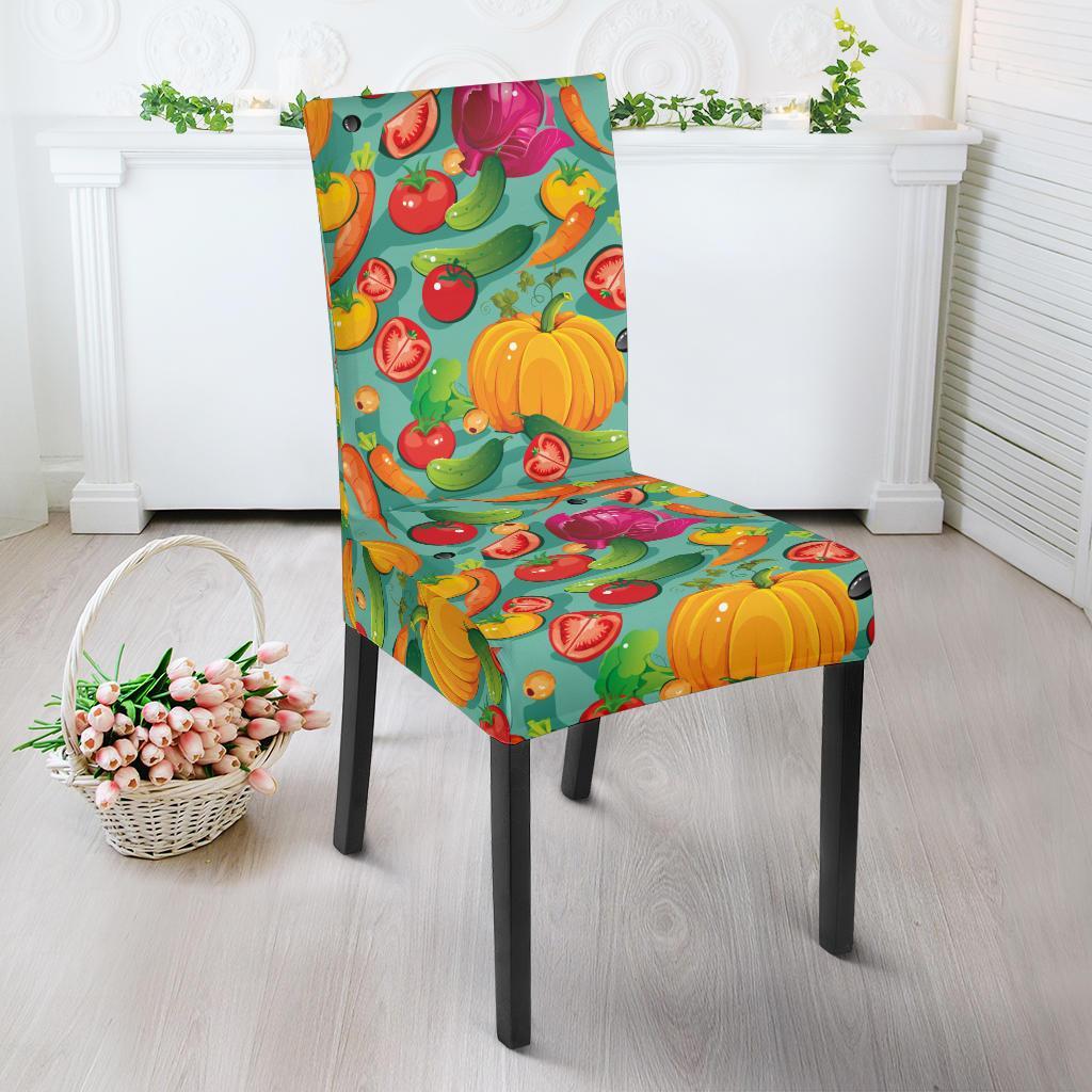 Vegan Colorful Themed Design Print Dining Chair Slipcover-JTAMIGO.COM