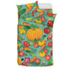 Vegan Colorful Themed Design Print Duvet Cover Bedding Set