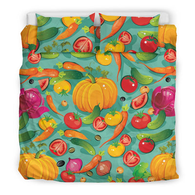Vegan Colorful Themed Design Print Duvet Cover Bedding Set