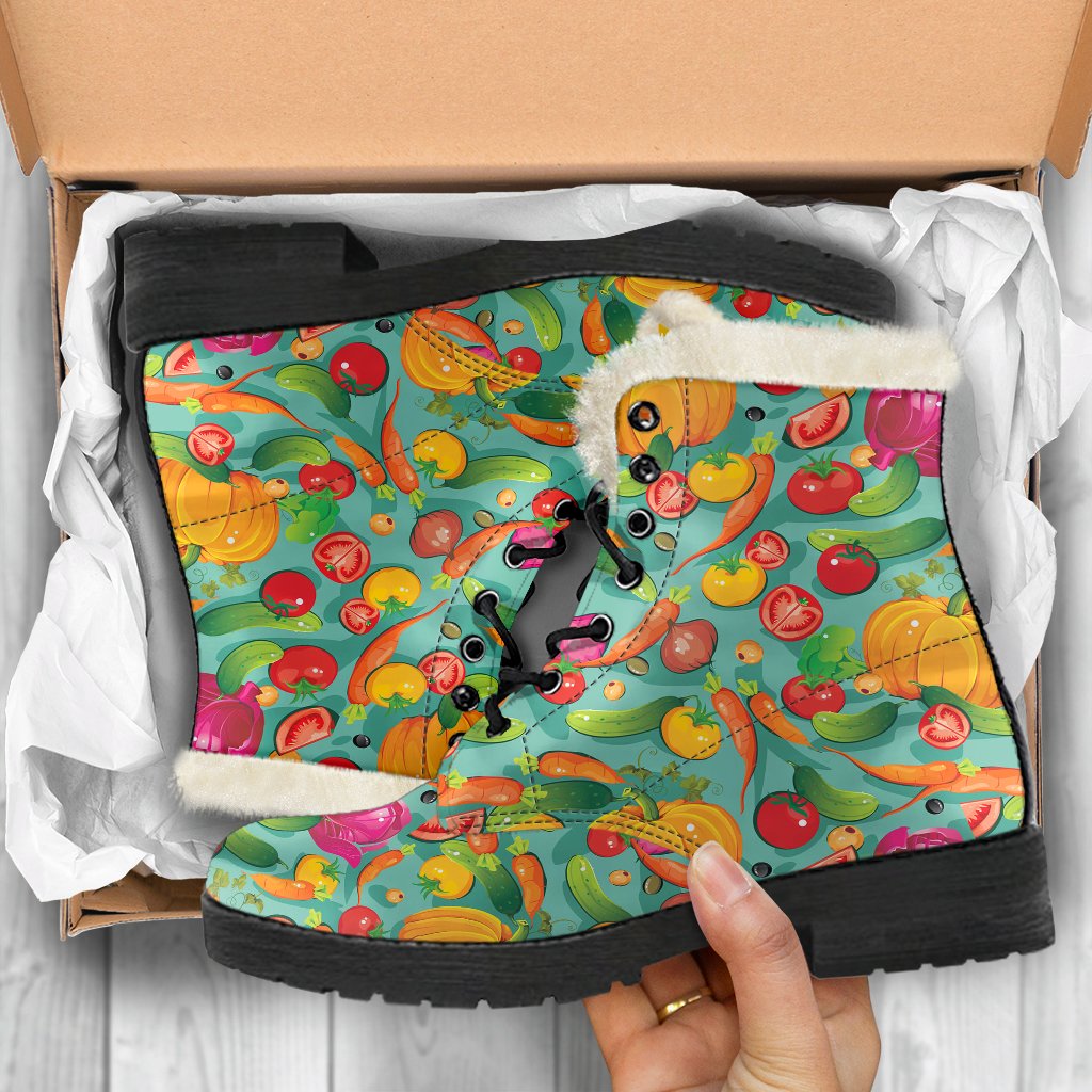 Vegan Colorful Themed Design Print Faux Fur Leather Boots-JTAMIGO.COM