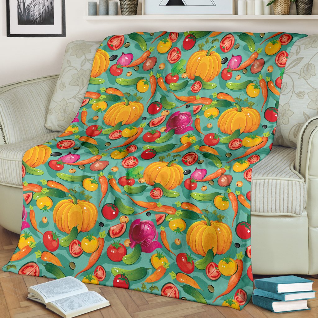 Vegan Colorful Themed Design Print Fleece Blanket