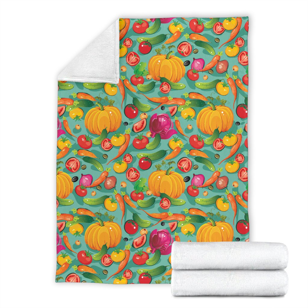 Vegan Colorful Themed Design Print Fleece Blanket