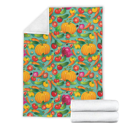 Vegan Colorful Themed Design Print Fleece Blanket
