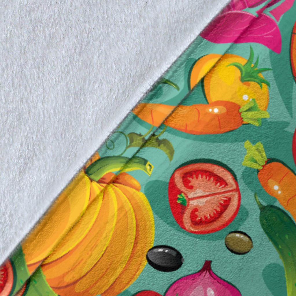 Vegan Colorful Themed Design Print Fleece Blanket