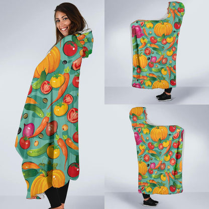 Vegan Colorful Themed Design Print Hooded Blanket-JTAMIGO.COM