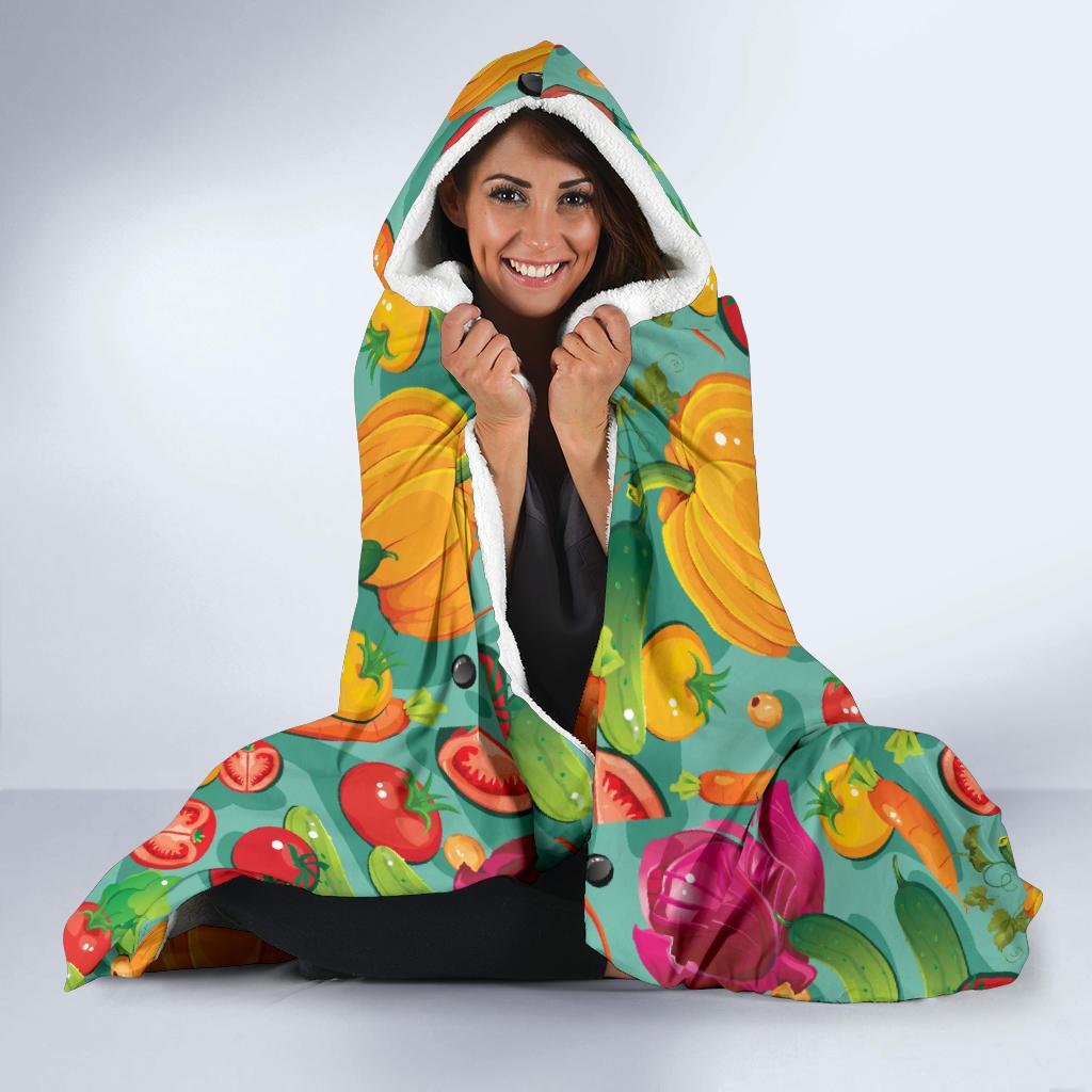 Vegan Colorful Themed Design Print Hooded Blanket-JTAMIGO.COM