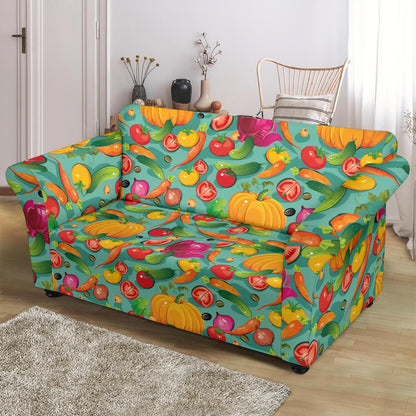 Vegan Colorful Themed Design Print Loveseat Slipcover-JTAMIGO.COM