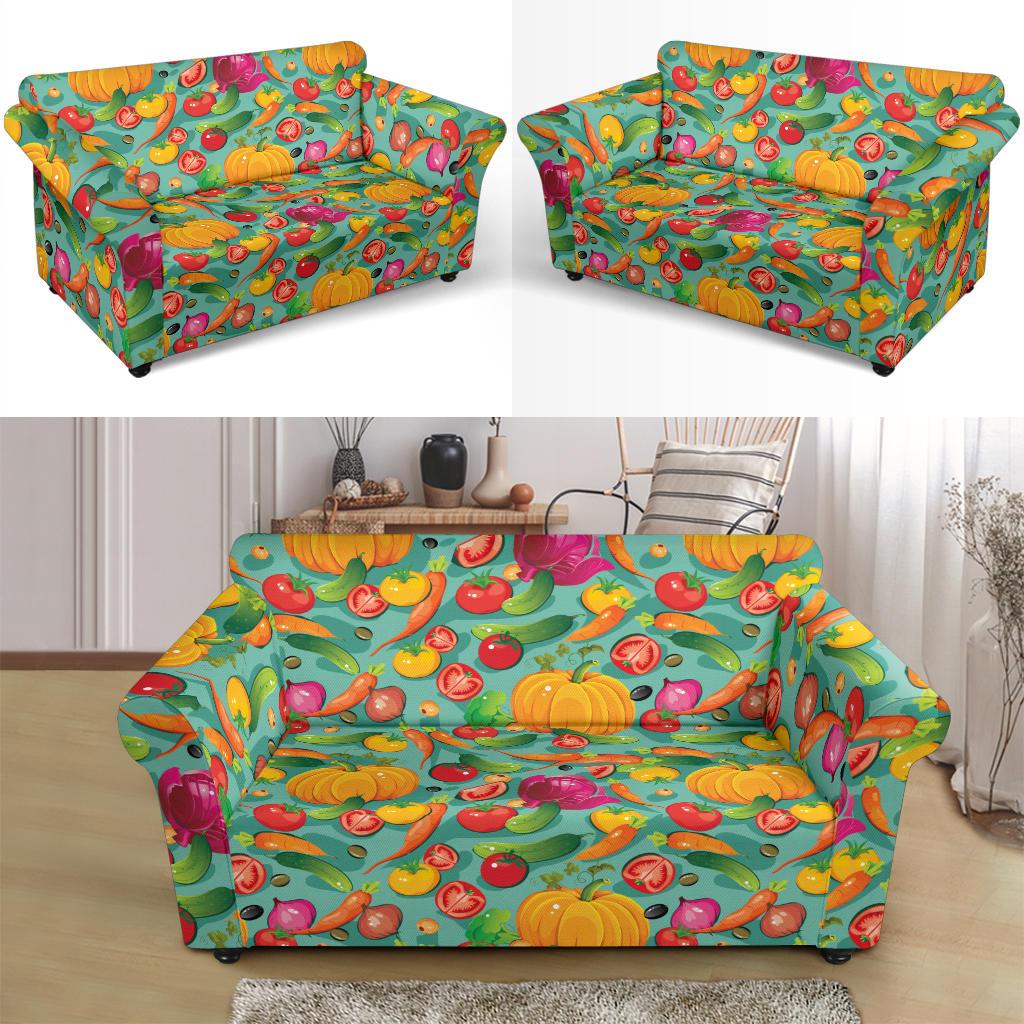 Vegan Colorful Themed Design Print Loveseat Slipcover-JTAMIGO.COM