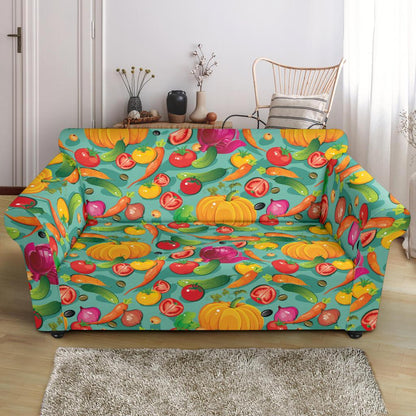 Vegan Colorful Themed Design Print Loveseat Slipcover-JTAMIGO.COM