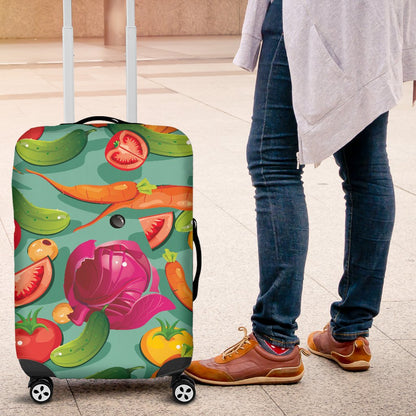 Vegan Colorful Themed Design Print Luggage Cover Protector