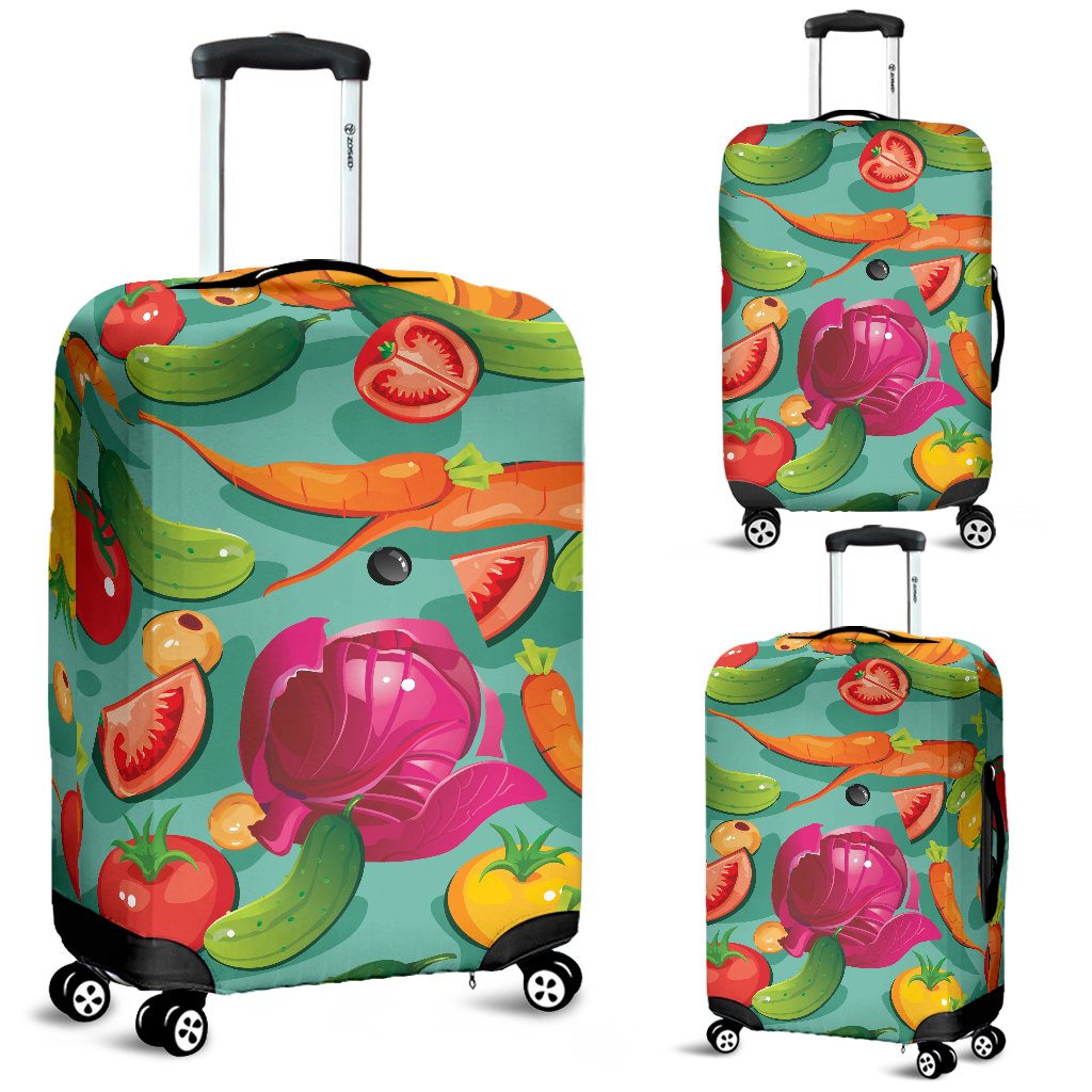 Vegan Colorful Themed Design Print Luggage Cover Protector
