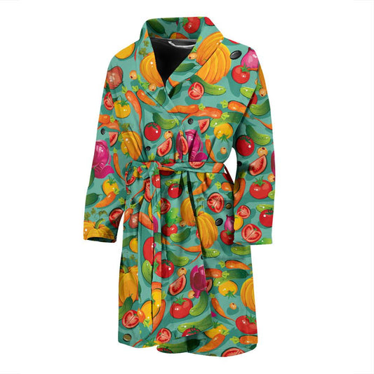 Vegan Colorful Themed Design Print Men Bath Robe-JTAMIGO.COM