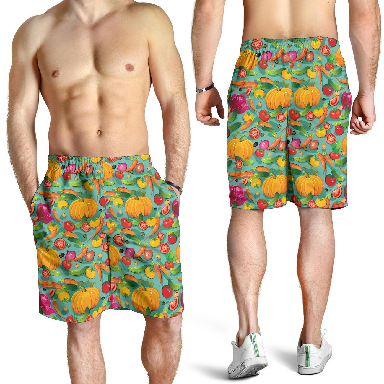 Vegan Colorful Themed Design Print Mens Shorts-JTAMIGO.COM