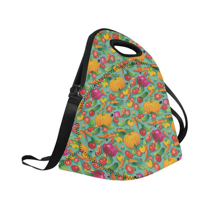 Vegan Colorful Themed Design Print Neoprene Lunch Bag (Model 1669)(Large)-JTAMIGO.COM