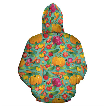 Vegan Colorful Themed Design Print Pullover Hoodie