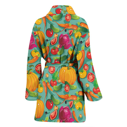 Vegan Colorful Themed Design Print Women Bath Robe-JTAMIGO.COM