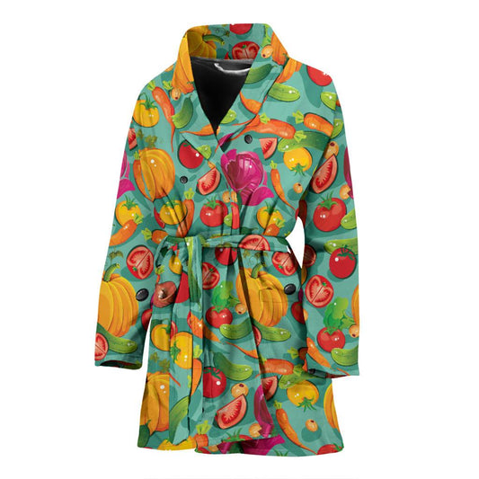 Vegan Colorful Themed Design Print Women Bath Robe-JTAMIGO.COM