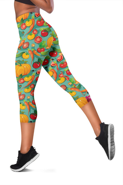 Vegan Colorful Themed Design Print Women Capris
