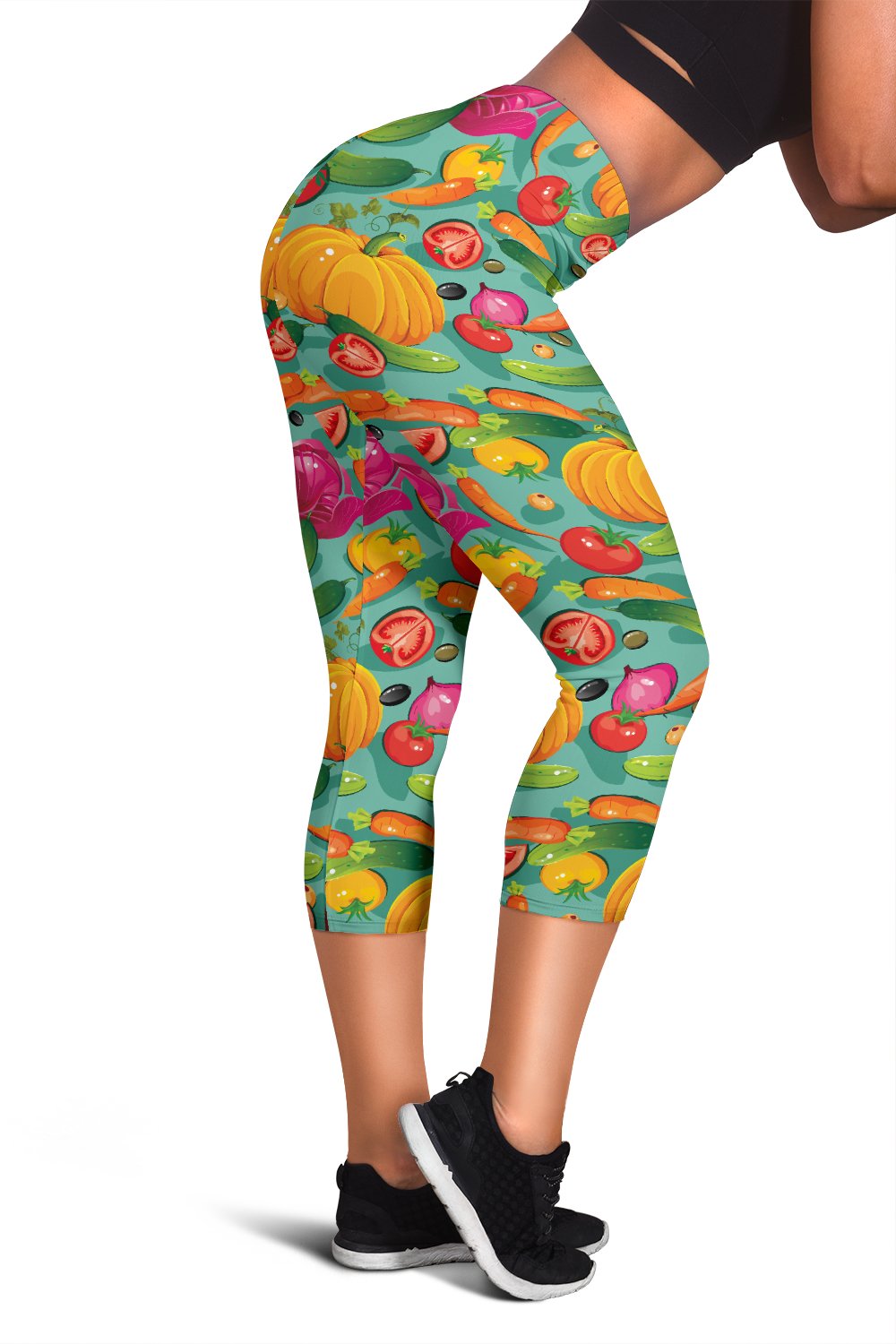 Vegan Colorful Themed Design Print Women Capris