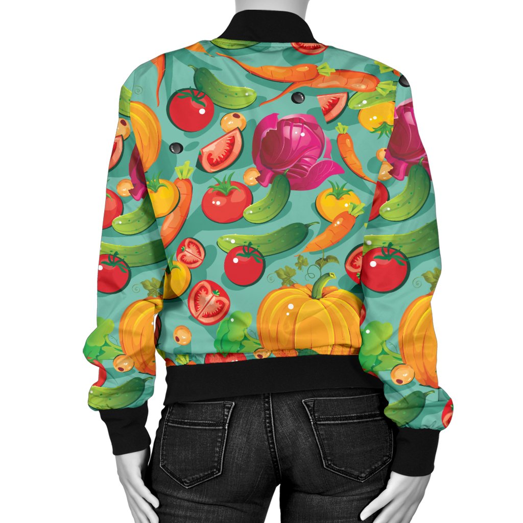 Vegan Colorful Themed Design Print Women Casual Bomber Jacket
