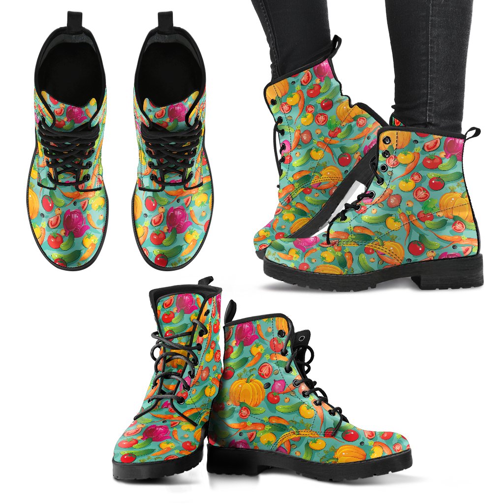 Vegan Colorful Themed Design Print Women Leather Boots-JTAMIGO.COM