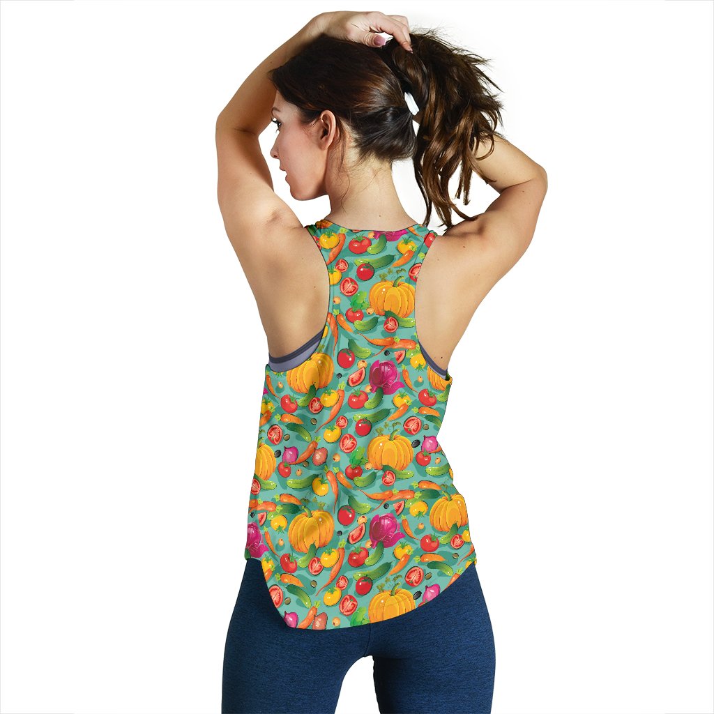 Vegan Colorful Themed Design Print Women Racerback Tank Top