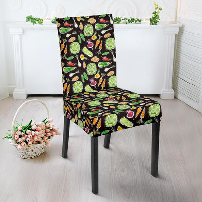 Vegan Draw Themed Design Print Dining Chair Slipcover-JTAMIGO.COM