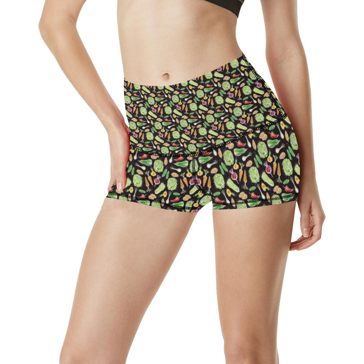 Vegan Draw Themed Design Print High Waisted Spandex Shorts-JTAMIGO.COM