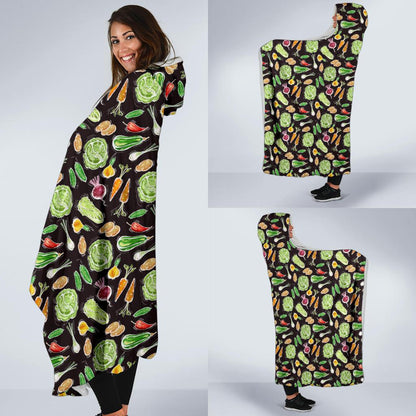 Vegan Draw Themed Design Print Hooded Blanket-JTAMIGO.COM