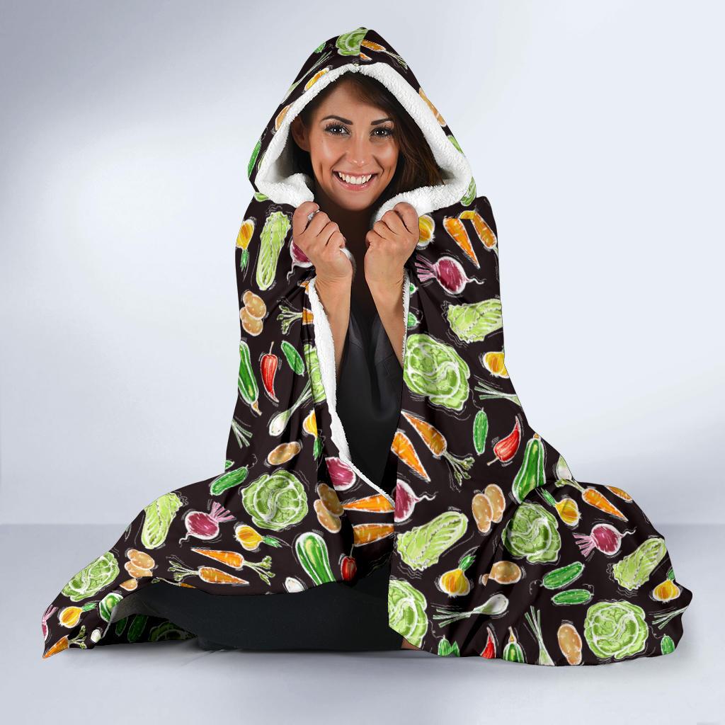 Vegan Draw Themed Design Print Hooded Blanket-JTAMIGO.COM