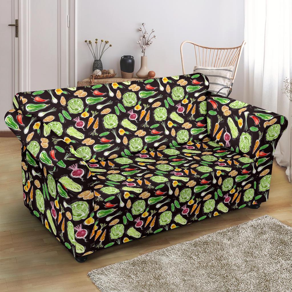 Vegan Draw Themed Design Print Loveseat Slipcover-JTAMIGO.COM