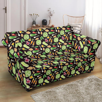 Vegan Draw Themed Design Print Loveseat Slipcover-JTAMIGO.COM