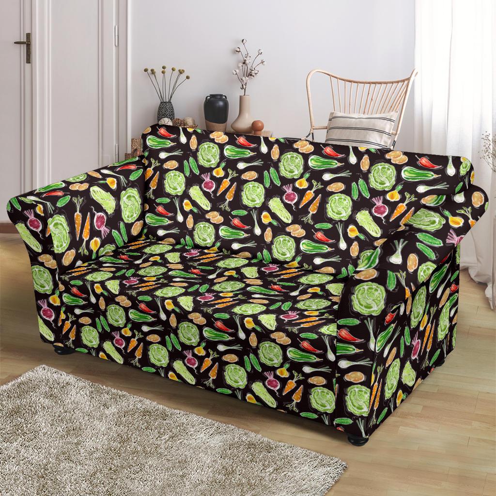 Vegan Draw Themed Design Print Loveseat Slipcover-JTAMIGO.COM