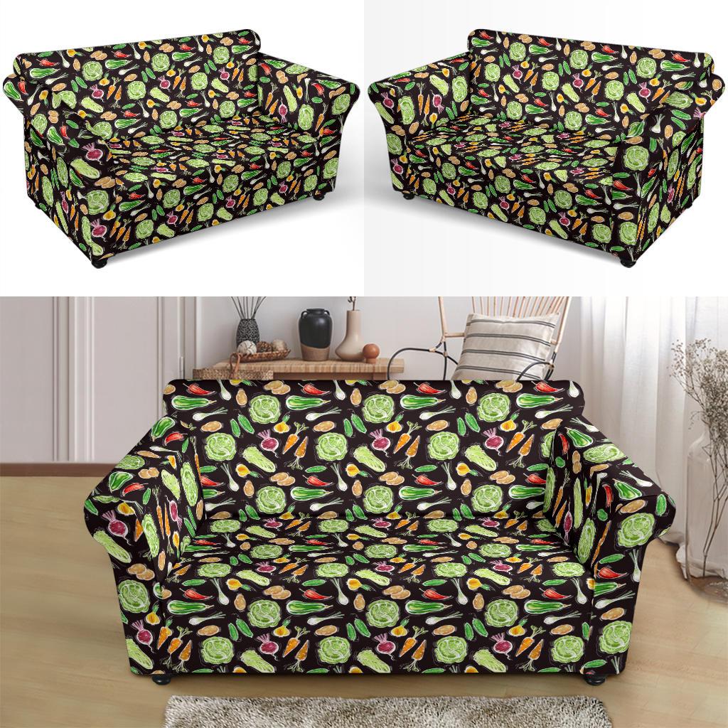 Vegan Draw Themed Design Print Loveseat Slipcover-JTAMIGO.COM