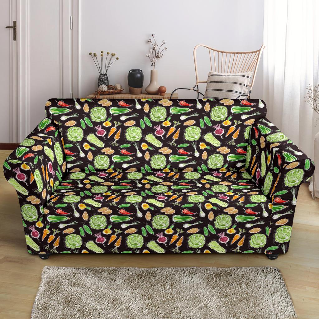 Vegan Draw Themed Design Print Loveseat Slipcover-JTAMIGO.COM